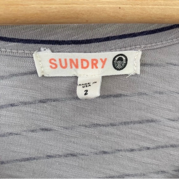 Sundry Striped Gray Dress Jersey Drawstring Waist Pockets Women’s Size M Comfy - Picture 6 of 9